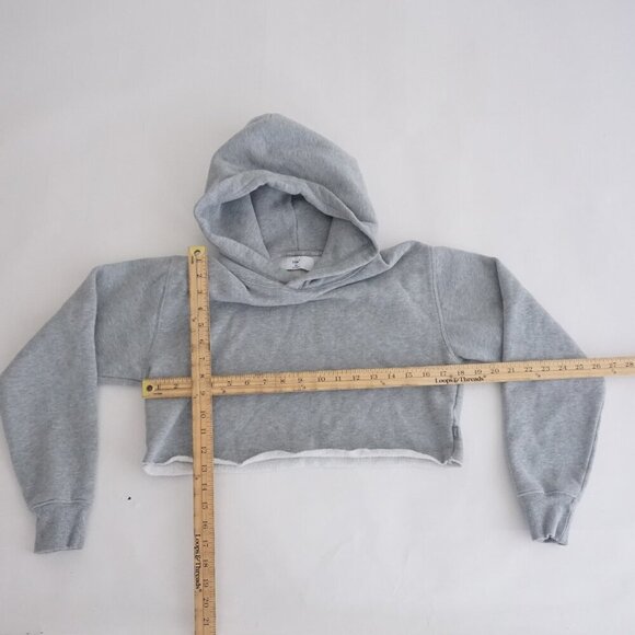Aritzia TNA Grey Cropped Hoodie Cotton Sweatshirt Sweater XS - Picture 2 of 12